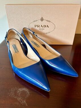 Prada Calzature Donna Spazzolato Cobalt Pump